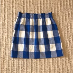 J. Crew Blue and White Buffalo Check Cotton Skirt